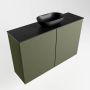 Mondiaz Fowy toiletmeubel 80x50x23cm army mat 1 kraangat wasbak: midden 2 deuren solid surface met blad MDF kleur wasbak: zwart FOWY59013armyurban - Thumbnail 2