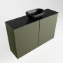 Mondiaz Fowy toiletmeubel 80x50x23cm army mat 0 kraangaten wasbak: midden 2 deuren solid surface met blad MDF kleur wasbak: zwart FOWY59016armyurban - Thumbnail 2