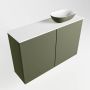 Mondiaz Fowy toiletmeubel 80x50x23cm army mat 1 kraangat wasbak: rechts 2 deuren solid surface met blad MDF kleur wasbak: Groen Wit FOWY59015armyarmy - Thumbnail 2