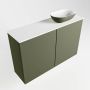 Mondiaz Fowy toiletmeubel 80x50x23cm army mat 0 kraangaten wasbak: rechts 2 deuren solid surface met blad MDF kleur wasbak: Groen Wit FOWY59018armyarmy - Thumbnail 2