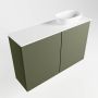 Mondiaz Fowy toiletmeubel 80x50x23cm army mat 1 kraangat wasbak: rechts 2 deuren solid surface met blad MDF kleur wasbak: wit FOWY59015armytalc - Thumbnail 3