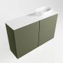 Mondiaz Fowy toiletmeubel 80x50x23cm army mat 0 kraangaten wasbak: rechts 2 deuren solid surface met blad MDF kleur wasbak: wit FOWY59018armytalc - Thumbnail 3