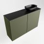 Mondiaz Fowy toiletmeubel 80x50x23cm army mat 1 kraangat wasbak: rechts 2 deuren solid surface met blad MDF kleur wasbak: zwart FOWY59015armyurban - Thumbnail 3