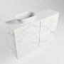 Mondiaz Fowy toiletmeubel 80x50x23cm Carrara mat 0 kraangaten wasbak: links 2 deuren solid surface met blad Melamine kleur wasbak: wit FOWY59017Carraratalc - Thumbnail 2
