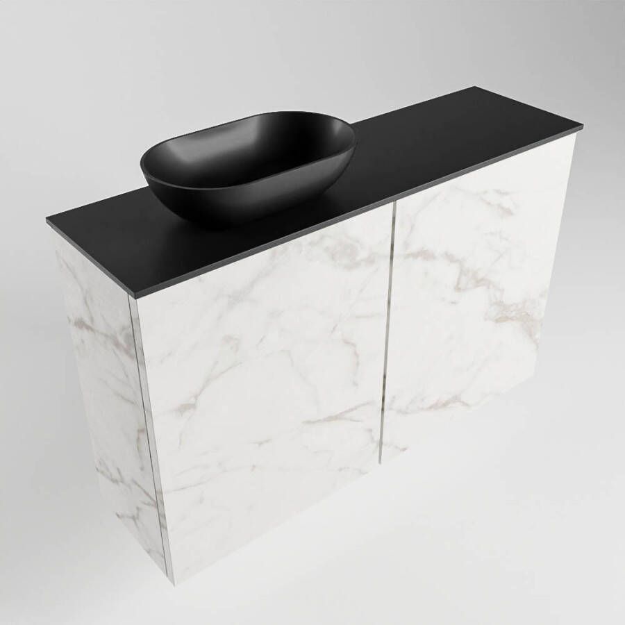 Mondiaz Fowy fonteinmeubel 80cm Carrara Waskom links Urban Urban met 1 kraangat