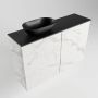 Mondiaz Fowy toiletmeubel 80x50x23cm Carrara mat 1 kraangat wasbak: links 2 deuren solid surface met blad Melamine kleur wasbak: zwart FOWY59014Carraraurban - Thumbnail 2