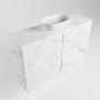 Mondiaz Fowy toiletmeubel 80x50x23cm Carrara mat 1 kraangat wasbak: midden 2 deuren solid surface met blad Melamine kleur wasbak: wit FOWY59013Carraratalc - Thumbnail 2