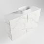 Mondiaz Fowy toiletmeubel 80x50x23cm Carrara mat 0 kraangaten wasbak: midden 2 deuren solid surface met blad Melamine kleur wasbak: wit FOWY59016Carraratalc - Thumbnail 3