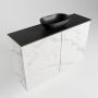 Mondiaz Fowy toiletmeubel 80x50x23cm Carrara mat 0 kraangaten wasbak: midden 2 deuren solid surface met blad Melamine kleur wasbak: zwart FOWY59016Carraraurban - Thumbnail 2