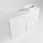 Mondiaz Fowy toiletmeubel 80x50x23cm Carrara mat 1 kraangat wasbak: rechts 2 deuren solid surface met blad Melamine kleur wasbak: wit FOWY59015Carraratalc - Thumbnail 3