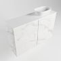 Mondiaz Fowy toiletmeubel 80x50x23cm Carrara mat 0 kraangaten wasbak: rechts 2 deuren solid surface met blad Melamine kleur wasbak: wit FOWY59018Carraratalc - Thumbnail 3
