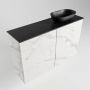 Mondiaz Fowy toiletmeubel 80x50x23cm Carrara mat 0 kraangaten wasbak: rechts 2 deuren solid surface met blad Melamine kleur wasbak: zwart FOWY59018Carraraurban - Thumbnail 2