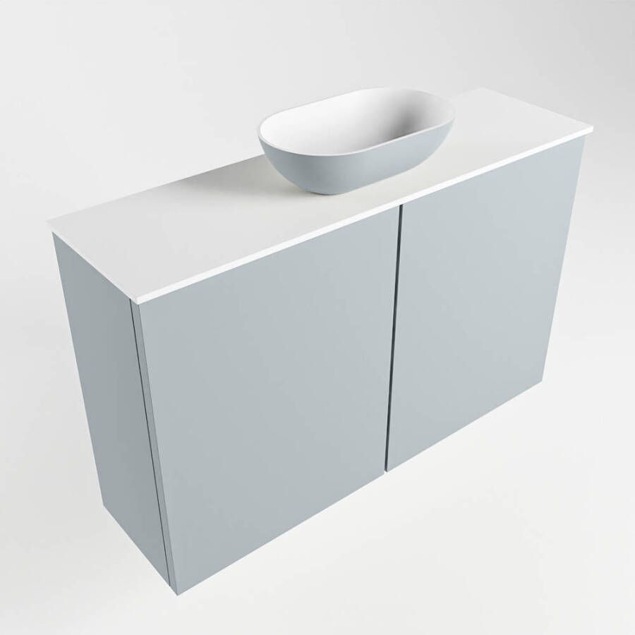 Mondiaz Fowy fonteinmeubel 80cm Clay Waskom midden Clay Talc zonder kraangat