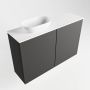 Mondiaz Fowy toiletmeubel 80x50x23cm dark grey mat 1 kraangat wasbak: links 2 deuren solid surface met blad MDF kleur wasbak: wit FOWY59014darkgreytalc - Thumbnail 2