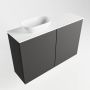 Mondiaz Fowy toiletmeubel 80x50x23cm dark grey mat 0 kraangaten wasbak: links 2 deuren solid surface met blad MDF kleur wasbak: wit FOWY59017darkgreytalc - Thumbnail 2