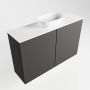 Mondiaz Fowy toiletmeubel 80x50x23cm dark grey mat 0 kraangaten wasbak: midden 2 deuren solid surface met blad MDF kleur wasbak: wit FOWY59016darkgreytalc - Thumbnail 2