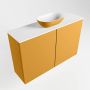 Mondiaz Fowy toiletmeubel 80x50x23cm ocher mat 0 kraangaten wasbak: midden 2 deuren solid surface met blad MDF kleur wasbak: Oranje Wit FOWY59016ocherocher - Thumbnail 2