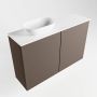 Mondiaz Fowy toiletmeubel 80x50x23cm smoke mat 1 kraangat wasbak: links 2 deuren solid surface met blad MDF kleur wasbak: wit FOWY59014smoketalc - Thumbnail 2