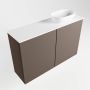 Mondiaz Fowy toiletmeubel 80x50x23cm smoke mat 0 kraangaten wasbak: rechts 2 deuren solid surface met blad MDF kleur wasbak: wit FOWY59018smoketalc - Thumbnail 3