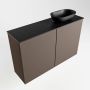 Mondiaz Fowy toiletmeubel 80x50x23cm smoke mat 0 kraangaten wasbak: rechts 2 deuren solid surface met blad MDF kleur wasbak: zwart FOWY59018smokeurban - Thumbnail 2