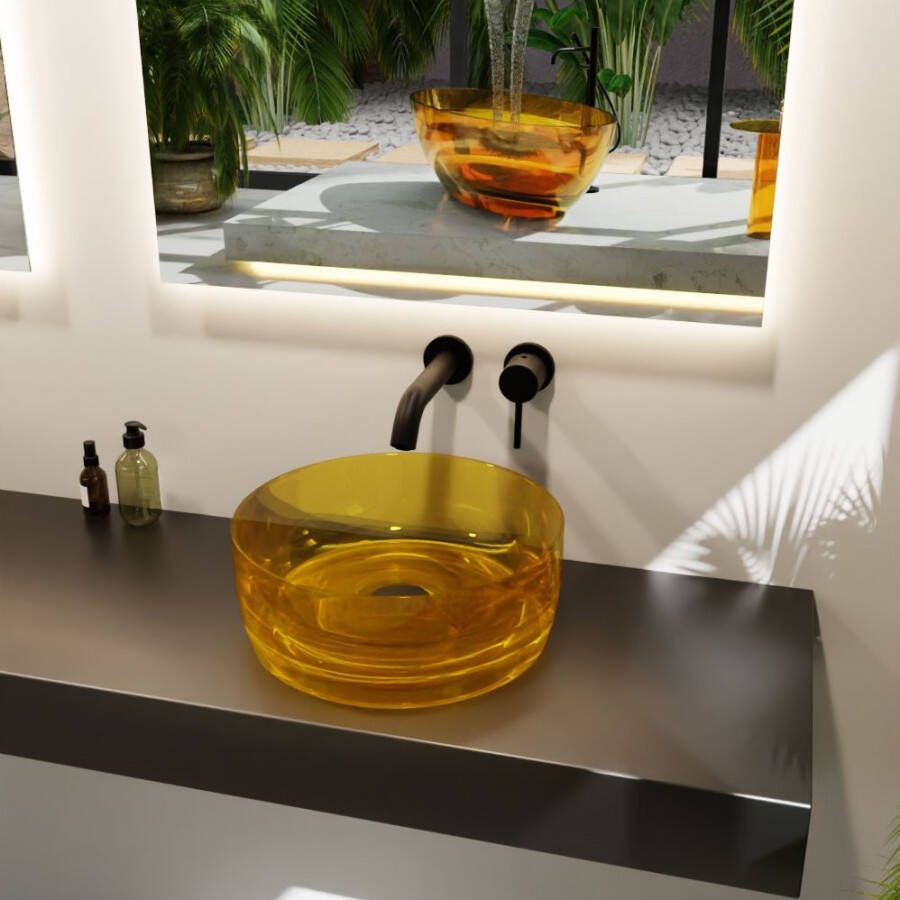 Mondiaz Jewel Waskom 40x15x40 antibacterieel transparant gold M82017Gold - Foto 2