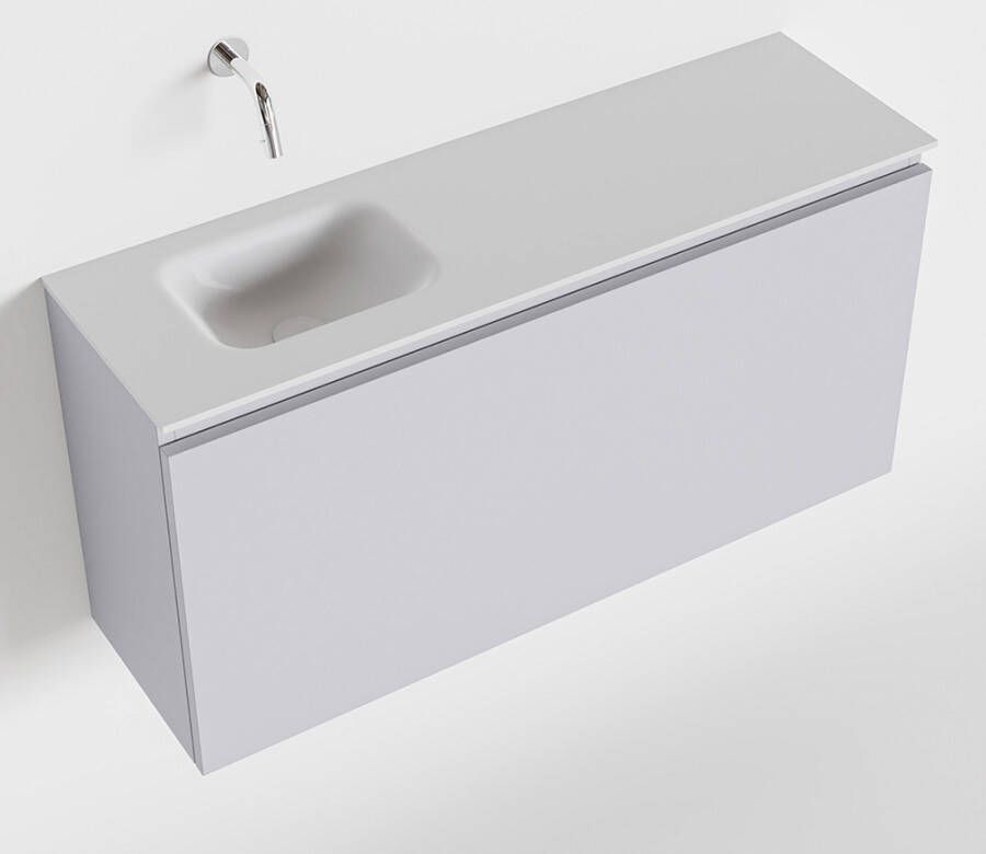 Mondiaz OLAN Toiletmeubel 100x30x40cm met 0 kraangaten 1 lades cale mat Wastafel Lex links Solid Surface Wit FK75342657 - Foto 2