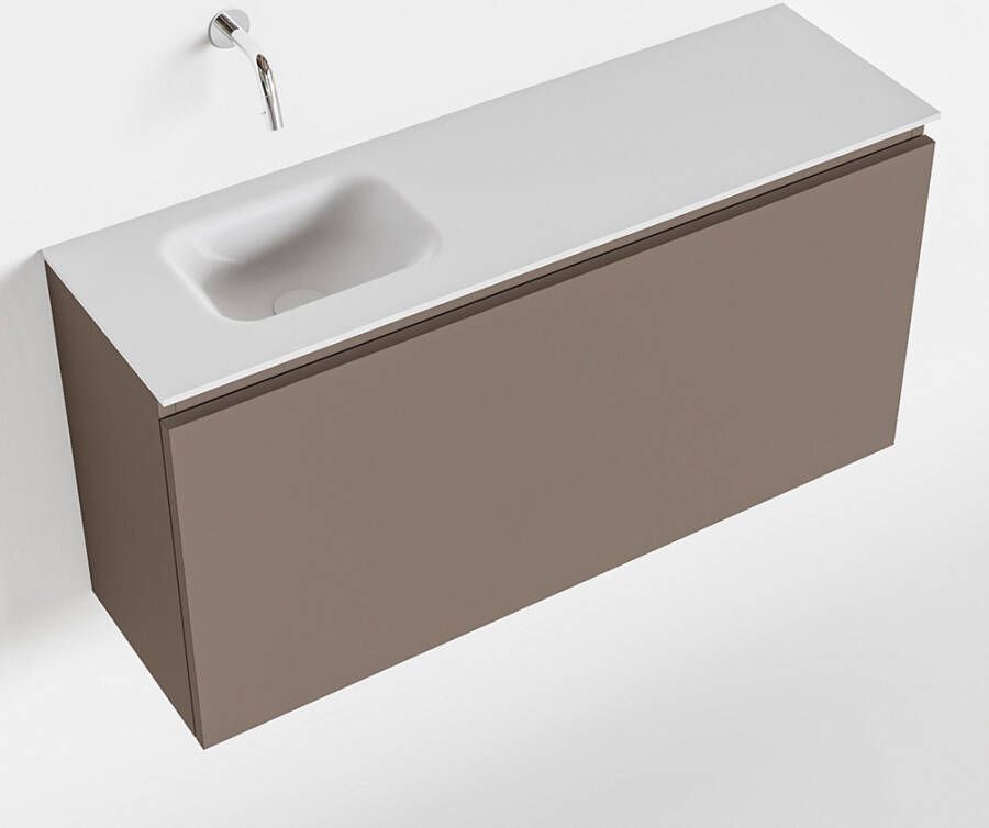 Mondiaz OLAN Toiletmeubel 100x30x40cm met 0 kraangaten 1 lades smoke mat Wastafel Lex links Solid Surface Wit FK75342512 - Foto 2