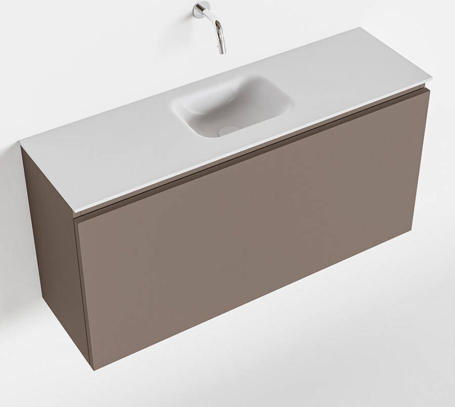 Mondiaz OLAN Toiletmeubel 100x30x40cm met 0 kraangaten 1 lades smoke mat Wastafel Lex midden Solid Surface Wit FK75342510 - Foto 2