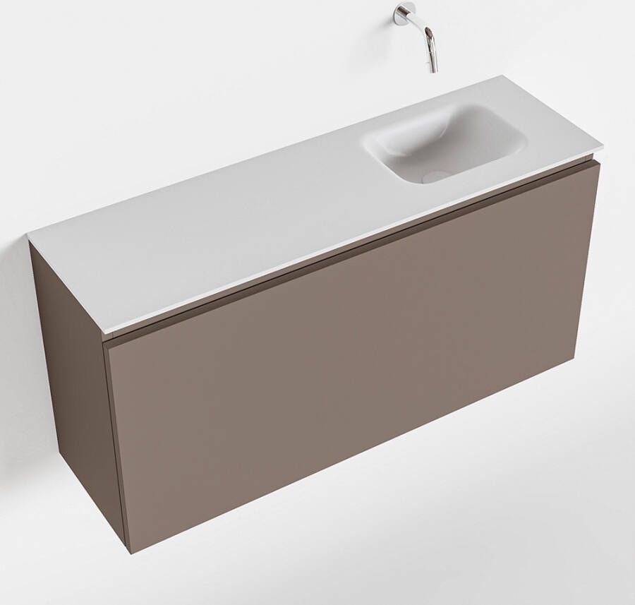 Mondiaz OLAN Toiletmeubel 100x30x40cm met 0 kraangaten 1 lades smoke mat Wastafel Lex rechts Solid Surface Wit FK75342514 - Foto 2