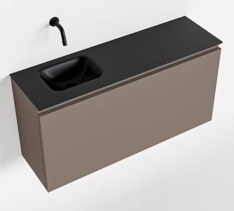 Mondiaz OLAN Toiletmeubel 100x30x40cm met 0 kraangaten 1 lades smoke mat Wastafel Lex links Solid Surface Zwart FK75342860 - Foto 2
