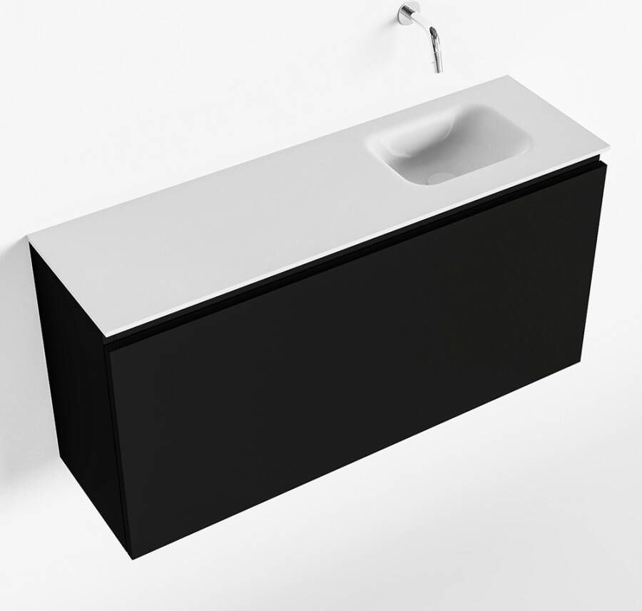 Mondiaz OLAN Toiletmeubel 100x30x40cm met 0 kraangaten 1 lades urban mat Wastafel Lex rechts Solid Surface Wit FK75342456 - Foto 2