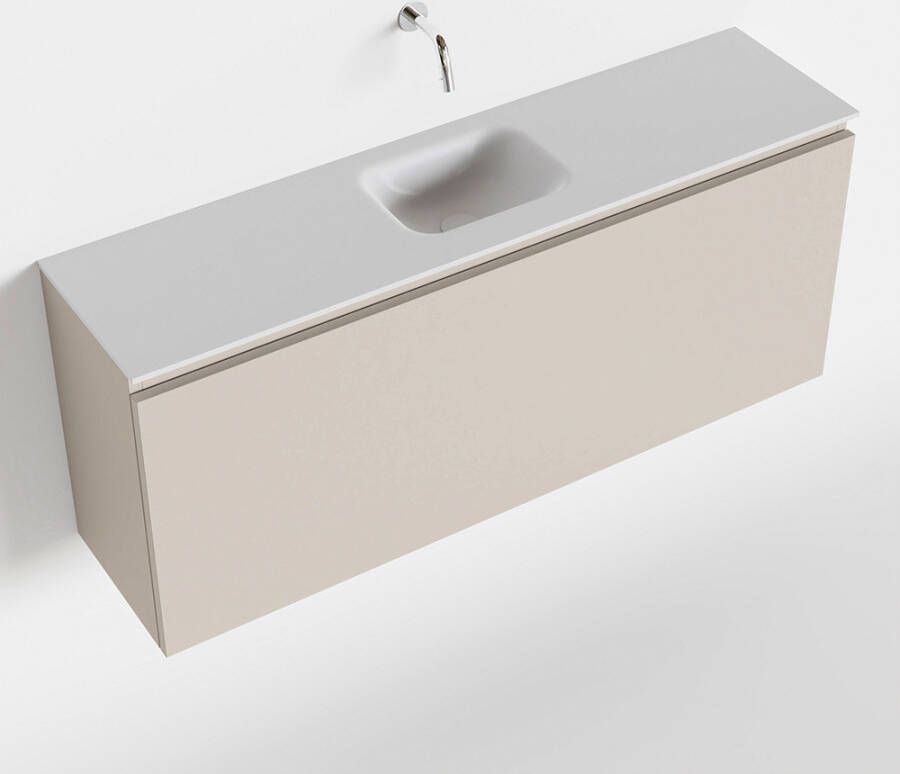 Mondiaz OLAN Toiletmeubel 120x30x40cm met 0 kraangaten 1 lades linen mat Wastafel Lex midden Solid Surface Wit FK75342632