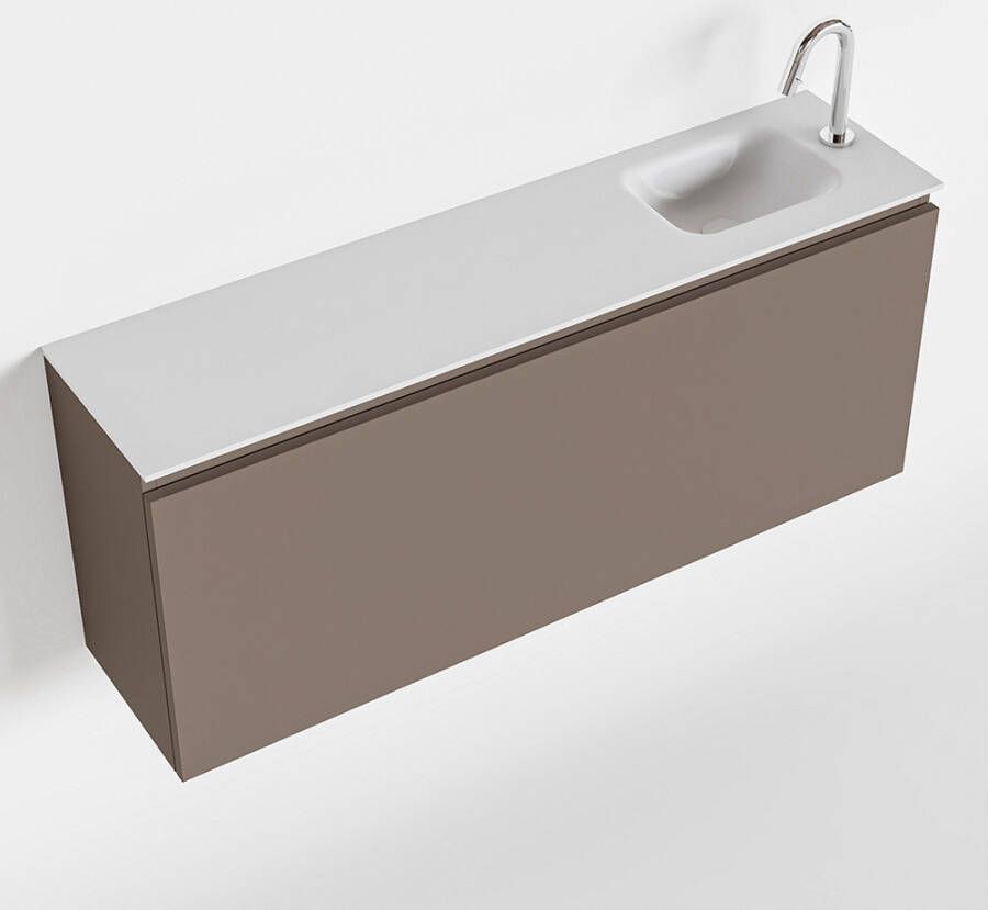Mondiaz OLAN Toiletmeubel 120x30x40cm met 1 kraangaten 1 lades smoke mat Wastafel Lex rechts Solid Surface Wit FK75342519