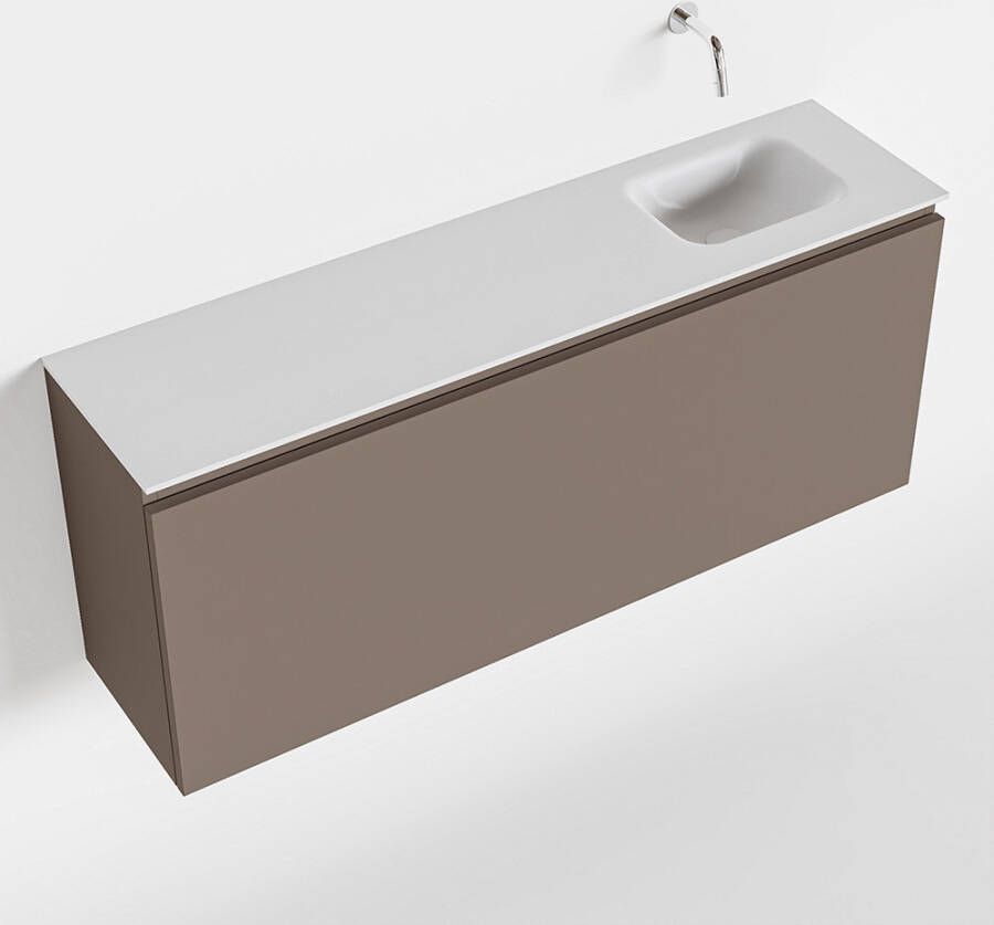 Mondiaz OLAN Toiletmeubel 120x30x40cm met 0 kraangaten 1 lades smoke mat Wastafel Lex rechts Solid Surface Wit FK75342520