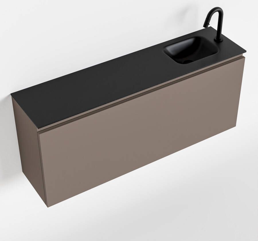 Mondiaz OLAN Toiletmeubel 120x30x40cm met 1 kraangaten 1 lades smoke mat Wastafel Lex rechts Solid Surface Zwart FK75342867 - Foto 2