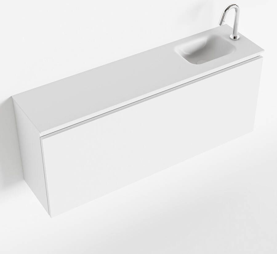 Mondiaz OLAN Toiletmeubel 120x30x40cm met 1 kraangaten 1 lades talc mat Wastafel Lex rechts Solid Surface Wit FK75342432