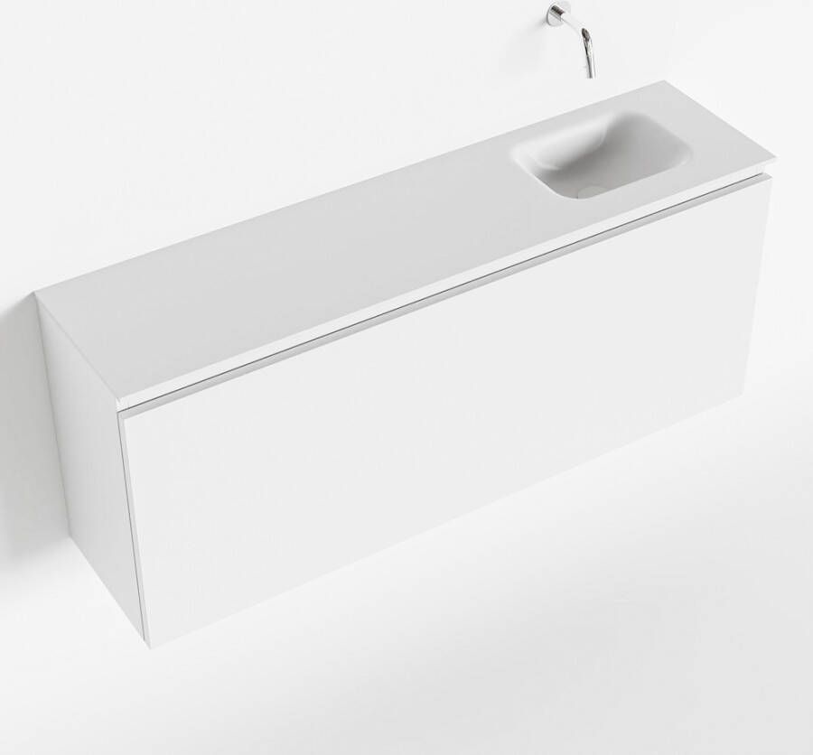 Mondiaz OLAN Fonteinset 120x30x40cm 0 kraangaten 1 lade talc mat wasbak rechts Solid Surface Wit FK75342433 - Foto 2