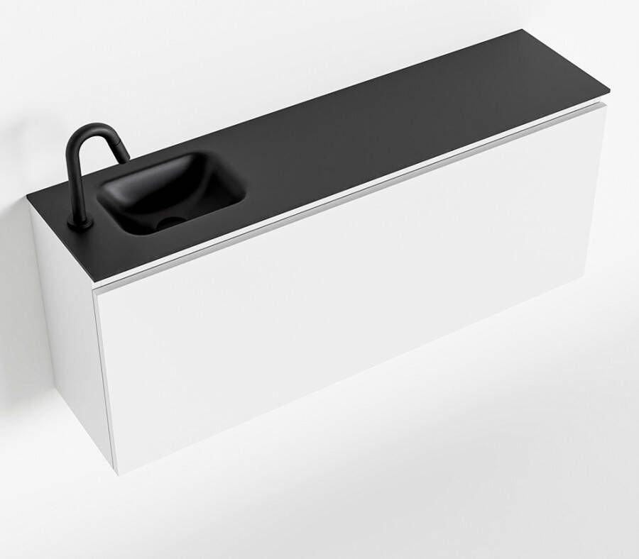 Mondiaz OLAN Toiletmeubel 120x30x40cm met 1 kraangaten 1 lades talc mat Wastafel Lex links Solid Surface Zwart FK75342778