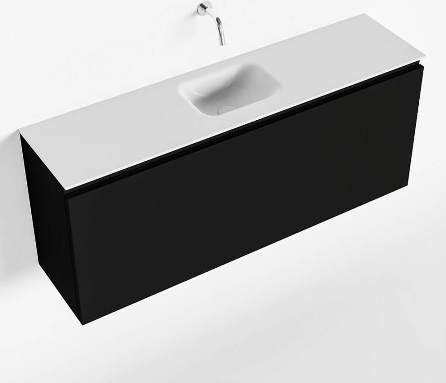 Mondiaz OLAN Fonteinset 120x30x40cm 0 kraangaten 1 lade urban mat wasbak midden Solid Surface Wit FK75342458