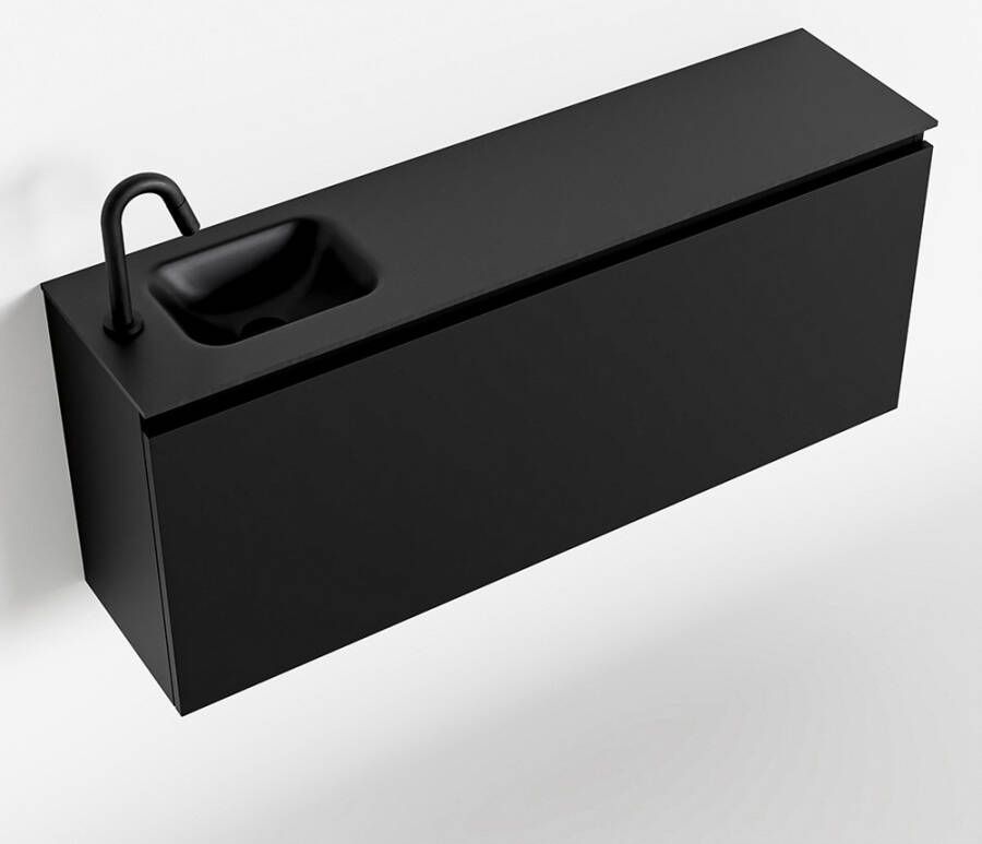 Mondiaz OLAN Toiletmeubel 120x30x40cm met 1 kraangaten 1 lades urban mat Wastafel Lex links Solid Surface Zwart FK75342807