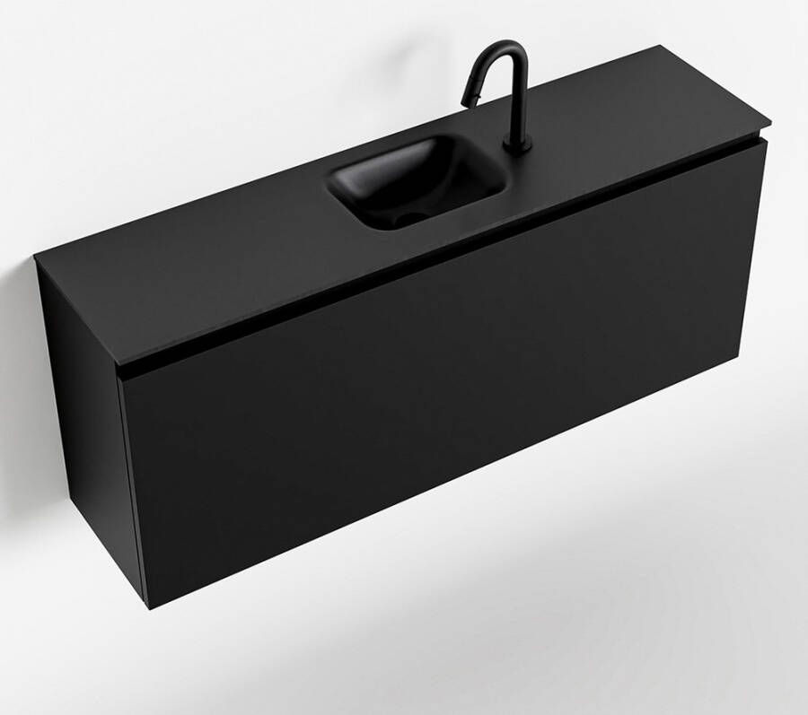 Mondiaz OLAN Toiletmeubel 120x30x40cm met 1 kraangaten 1 lades urban mat Wastafel Lex midden Solid Surface Zwart FK75342805 - Foto 3