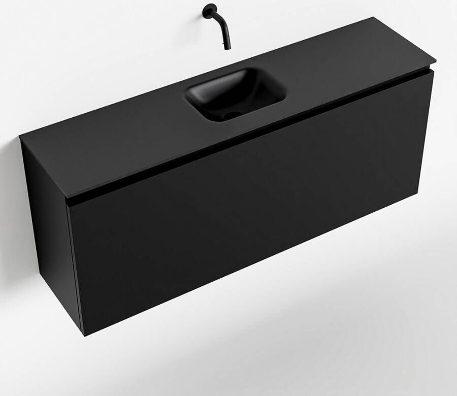Mondiaz OLAN Toiletmeubel 120x30x40cm met 0 kraangaten 1 lades urban mat Wastafel Lex midden Solid Surface Zwart FK75342806 - Foto 3