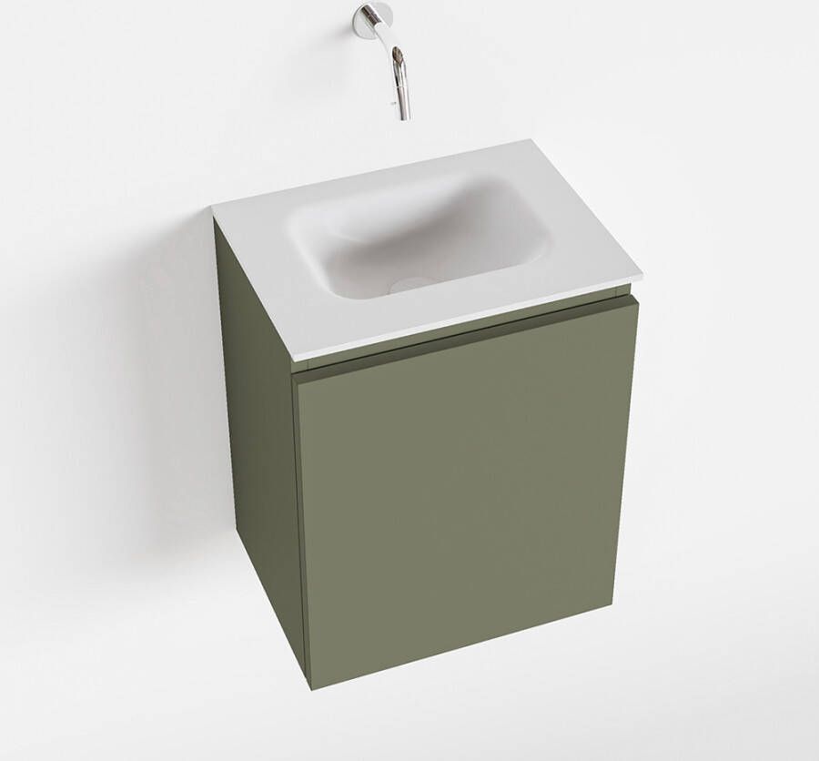 Mondiaz OLAN Toiletmeubel 40x30x40cm met 0 kraangaten 1 lades army mat Wastafel Lex midden Solid Surface Wit FK75342521