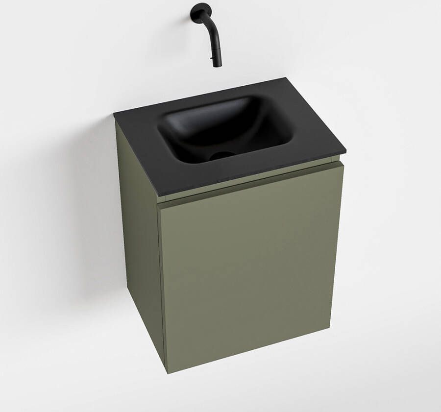 Mondiaz OLAN Toiletmeubel 40x30x40cm met 0 kraangaten 1 lades army mat Wastafel Lex midden Solid Surface Zwart FK75342869 - Foto 2