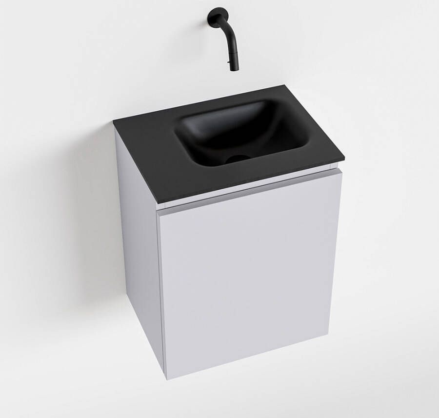 Mondiaz OLAN Toiletmeubel 40x30x40cm met 0 kraangaten 1 lades cale mat Wastafel Lex rechts Solid Surface Zwart FK75342989