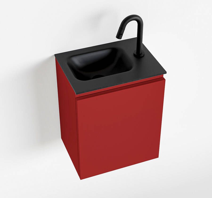 Mondiaz OLAN Toiletmeubel 40x30x40cm met 1 kraangaten 1 lades fire mat Wastafel Lex links Solid Surface Zwart FK75342928 - Foto 2