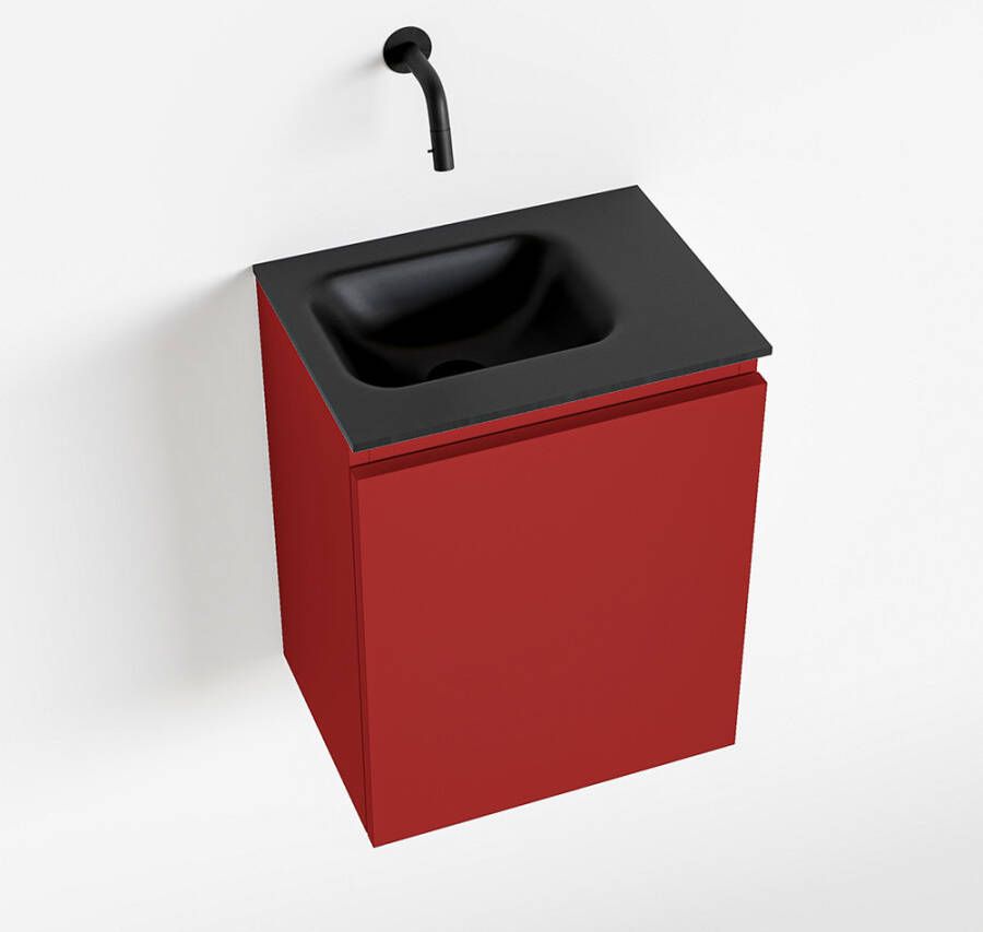 Mondiaz OLAN Toiletmeubel 40x30x40cm met 0 kraangaten 1 lades fire mat Wastafel Lex links Solid Surface Zwart FK75342929