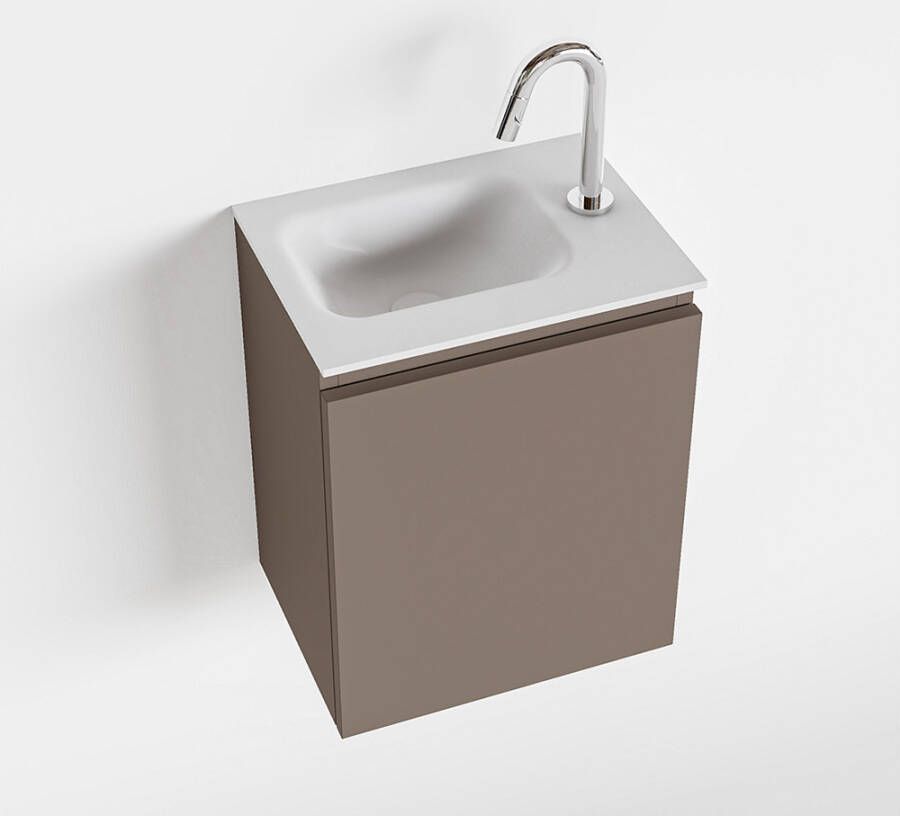 Mondiaz OLAN Toiletmeubel 40x30x40cm met 1 kraangaten 1 lades smoke mat Wastafel Lex links Solid Surface Wit FK75342493 - Foto 2