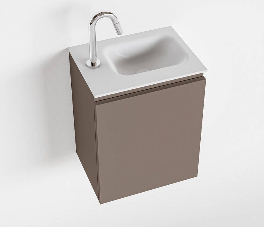 Mondiaz OLAN Toiletmeubel 40x30x40cm met 1 kraangaten 1 lades smoke mat Wastafel Lex rechts Solid Surface Wit FK75342495 - Foto 2
