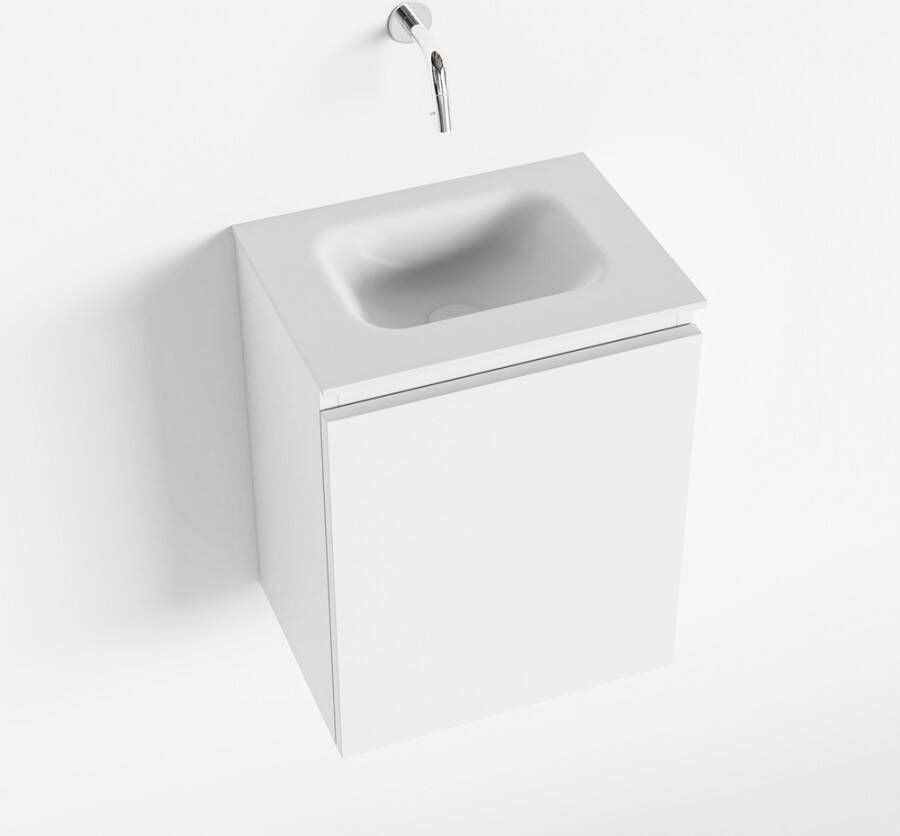 Mondiaz OLAN Fonteinset 40x30x40cm 0 kraangaten 1 lade talc mat wasbak midden Solid Surface Wit FK75342405 - Foto 3